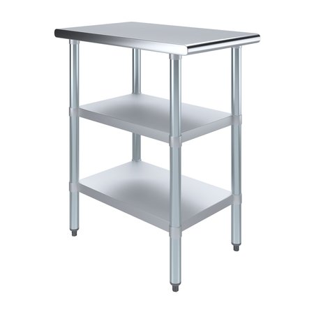 AMGOOD 30x18 Prep Table with Stainless Steel Top and 2 Shelves AMG WT-3018-2SH